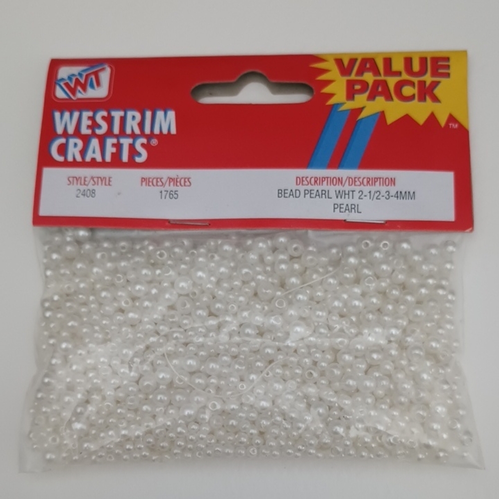 3/$15 1765pc 2.5-4mm Pearl Plastic Beads Westrim Crafts 2408-ZE-056 048492940107